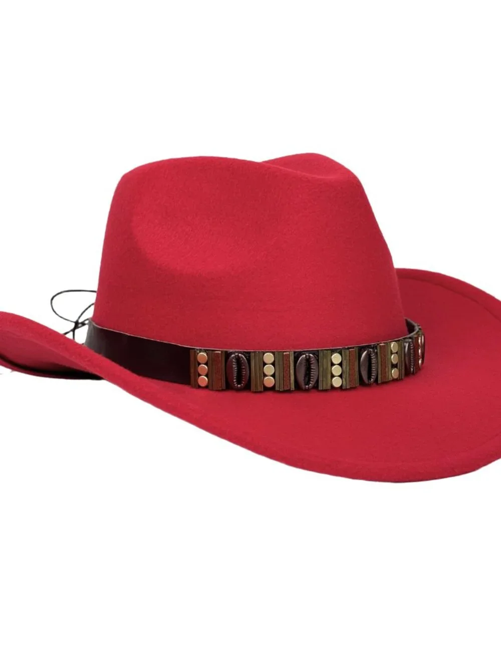 Red Western Cowboy Hat Wide Brim Ranch Rodeo Cowgirl Festival Boho Costume Hat